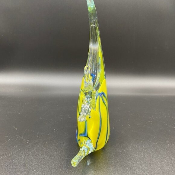 SPI Home Yellow Blue Angel Fish Art Glass - Picture 4 of 5